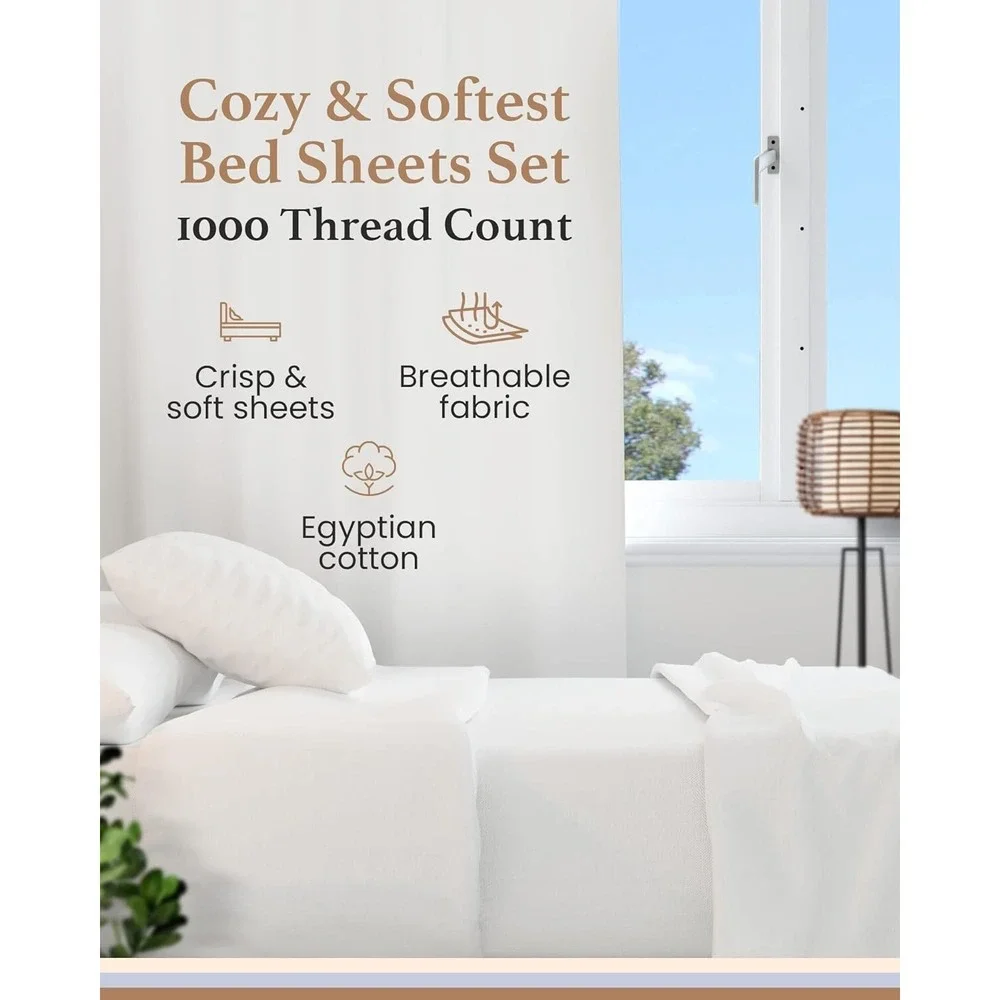 Good Sleep 1000 Thread Count KING Sheet Set Egyptian Cotton 4 Piece 16